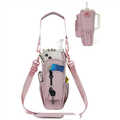 ⏳LAST DAY SALE 50% OFF !!📢Large Capacity Portable Water Bottle Carrier Hands-Free, Adjustable Strap, Multiple Pockets.
