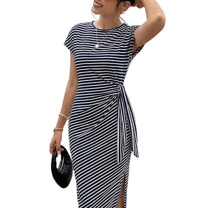 🔥2026 Summer Cooling Best Seller –⏳ Limited Time Hot Sale 75%OFF⏰!Women's Striped Side-Tie Midi Dress，Your Go-To Summer Dress! 👗☀️✨