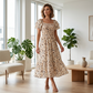 🌸  Hot Sale 50% OFF NOW! 🌸Women's Square Neck Smocked Floral Midi Dress