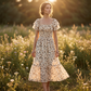 🌸  Hot Sale 50% OFF NOW! 🌸Women's Square Neck Smocked Floral Midi Dress