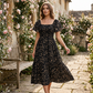 🌸  Hot Sale 50% OFF NOW! 🌸Women's Square Neck Smocked Floral Midi Dress
