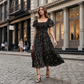🌸  Hot Sale 50% OFF NOW! 🌸Women's Square Neck Smocked Floral Midi Dress
