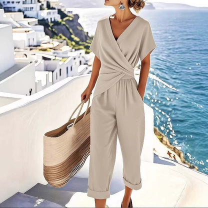 ⏳LAST DAY SALE 68% OFF !!📢Elegant Solid Color Two-Piece Set 👗🌸 Matching Top & Pants, Soft Knit Fabric, High Waist, Casual Chic. Perfect For Office, Date Or Travel! 💼💃✈️