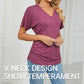 ☀️Cool new arrivals for Summer 2026  Hot Sale 60% OFF✨have arrived!Women's V-Neck Loose Soft Solid Color Short Sleeve Top