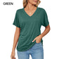 ☀️Cool new arrivals for Summer 2026  Hot Sale 60% OFF✨have arrived!Women's V-Neck Loose Soft Solid Color Short Sleeve Top