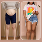 High-Waisted Diagonal-Button Design Raw Edge Ripped Denim Shorts
