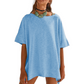 Only ￡15.80💴 Limited Stock⏰Women's Solid Color Loose Fit Boat Neck Top Solid Color, Breathable Cotton.👚