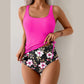 👙🌸 Women's High-Waist Floral Tankini Swimsuit – Tummy Control, Modest Coverage, Adjustable Straps, Removable Pads. Perfect For Beach, Pool & Honeymoon! 🌊💕☀️