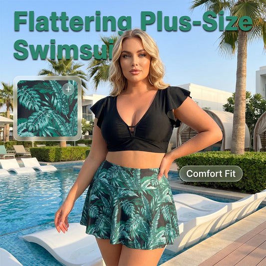 🌴 Vibrant Tropical Print & Flirty Ruffle Sleeves – Your Perfect Vacation-Ready Look. 50%OFF Get Yours!