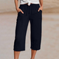 🔥Summer New Arrival 50% OFF! ☀️Women's Solid-Color Pleated Cotton-Linen Cropped Pants– Loose Fit, Elastic Waist.💖👖