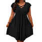 🔥2026 Hot Sale 50% OFF✨⚡ 50K+ SOLD! 🎁Women's Criss-Cross V-Neck Flutter Sleeve Flowy Dress Criss-Cross💖👗