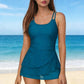 ⏳LAST DAY SALE 67% OFF !!📢Double Strap Ruched Skirted Swimsuit Tummy Control, Adjustable Straps, Modest Skirted Bottom. Perfect For Beach, Pool & Honeymoon! 🌊💕☀️