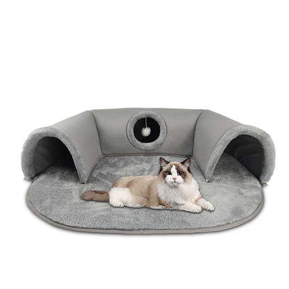 🐱 58% OFF NOW! 🛏️ Plush 2-in-1 Cat Tunnel Bed – Collapsible, scratch-resistant & cozy – combines hideaway tunnel with soft sleeping pad – perfect for play, rest & pouncing 🐾
