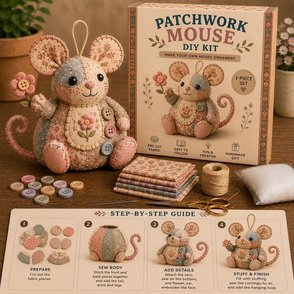 🥳2026 HOT SALE 64%OFF Only￡10.99 🥳💞35K+ SOLD! ！Patchwork Mouse DIY Sewing Kit – 3D Fabric Craft for Beginners, Stress Relief, Creative Gift