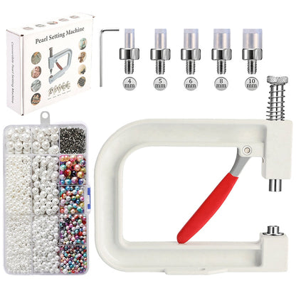 🔥New Arrival 60% OFF! ☀️ DIY Manual Pearl Setting Machine with Pearl and Rivet Kit DIYers & Jewelry Designers. Make Unique Pieces At Home! 🔩💎