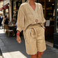 ⏳LAST DAY SALE 60% OFF !!📢Women’s Casual V Neck Top and Shorts Set