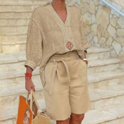 ⏳LAST DAY SALE 60% OFF !!📢Women’s Casual V Neck Top and Shorts Set