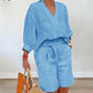 ⏳LAST DAY SALE 60% OFF !!📢Women’s Casual V Neck Top and Shorts Set