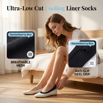 👣New Arrival 50% OFF! Only ￡6.99💴 Limited Stock⏰Ultra-Low Cut Cooling Liner Socks for Women Stay-Put Design. All-Day Comfort Without The Bulk! 💨💥