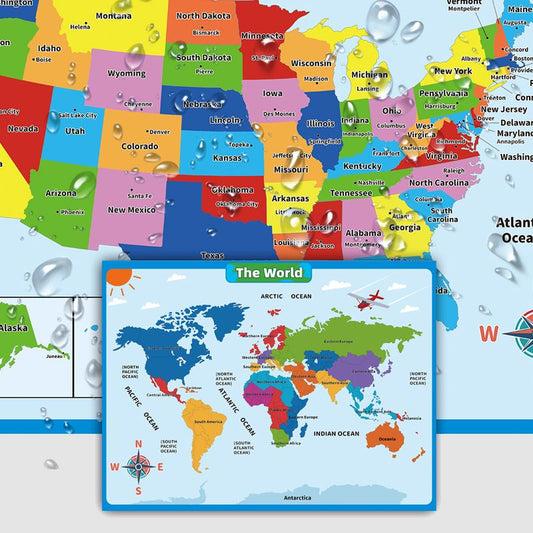 💥LAST DAY SALE 50%OFF💥🌈Geography Learning Poster Wall Map for Kids