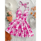 👗🌸 LIMITED-TIME 60% OFF! Women’s Halter Tie-Neck Printed Mini Dress – Lace-Up Front, Smocked Back & Tiered Ruffle Skirt ✨