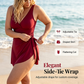 🥳SUMMER HOT SALE 50%OFF!💥💞50K+ SOLD!🩱Women Plus Size Swim Dress One-Piece Solid Color Swimsuit💥