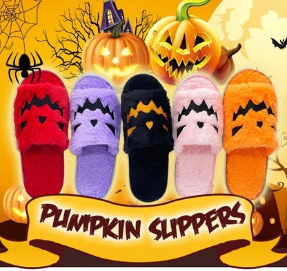 🔥2026 Hot Sale 70% OFF✨-🎃Halloween Pumpkin Plush Flat Slippers