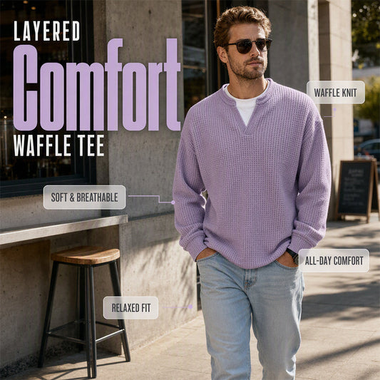 ⏳LAST DAY SALE 50% OFF !!📢Layered Comfort Waffle Tee