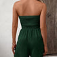 🎉Last Day Promotion 50% OFF💃Women's Strapless Frill Trim Shirred Tie Front Wide Leg Tube Romper